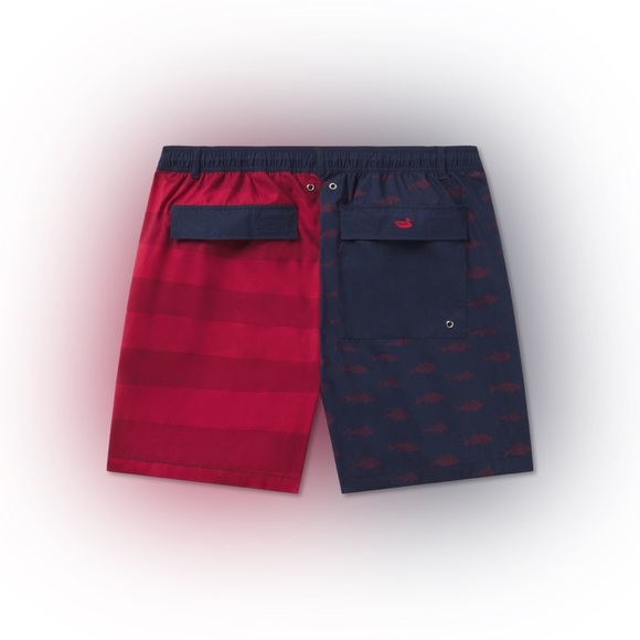 NWT Men’s SOUTHERN MARSH Harbor Swim trunk- Freedom fish. Navy/Red - Picture 4 of 6